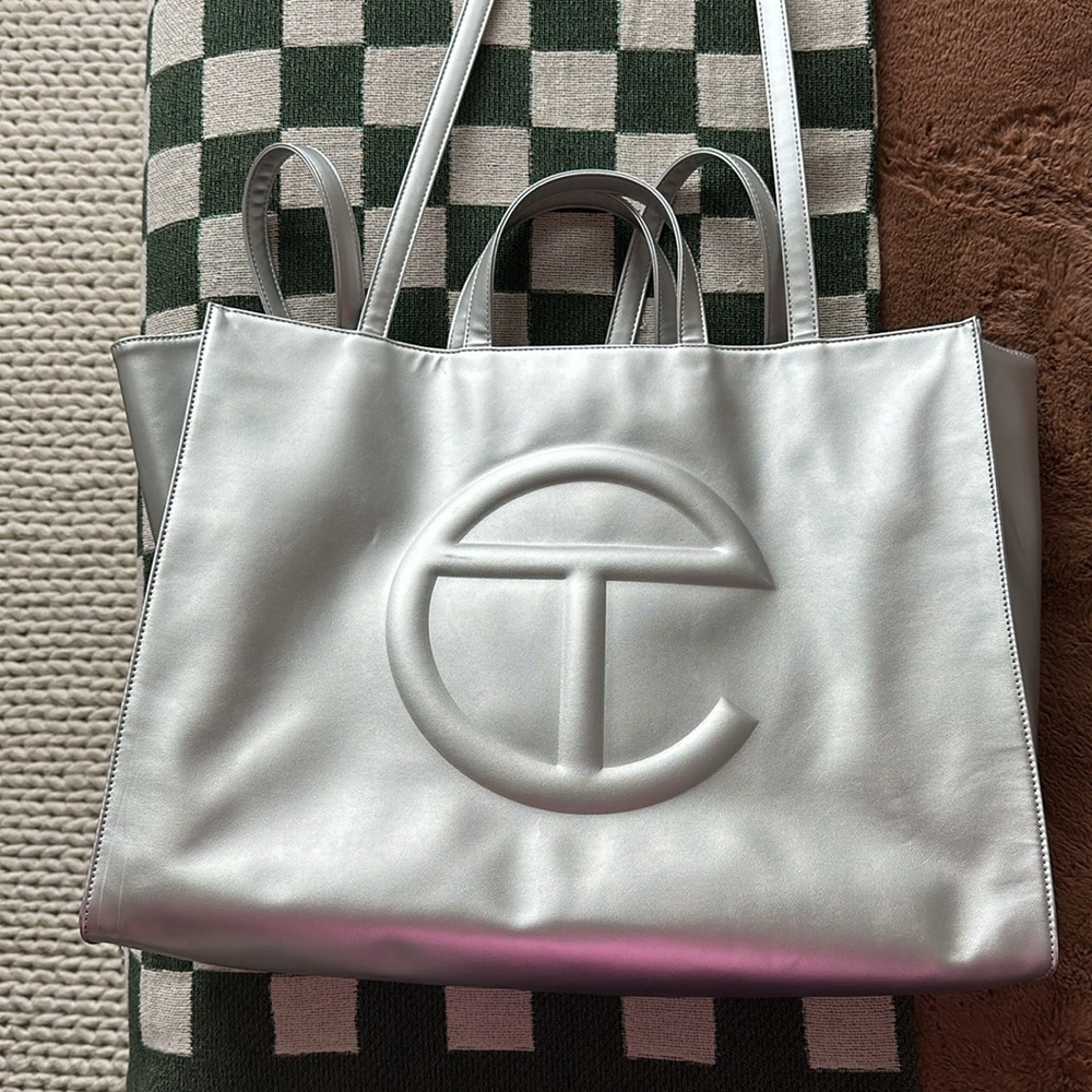 Telfar Large Silver Shopping Tote